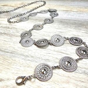 Silvertone Disc Chain Metal Statement Belt